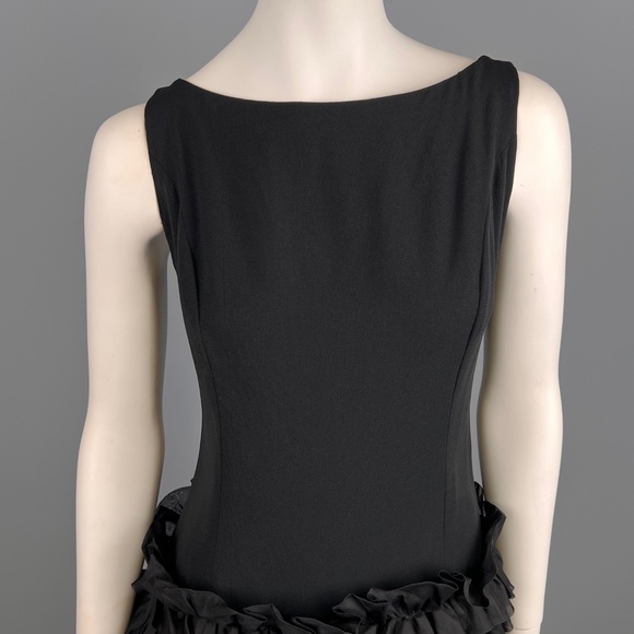 1960s Frilly Fitted Black Cocktail/Party Dress, Size S - Picture 5 of 10
